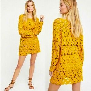Free People Little Fan Crochet Tunic Sweater